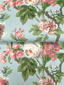 Beatrix Vintage Floral Sky Blue Jardin Wallpaper by York Wallcoverings