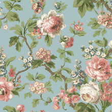 Beatrix Vintage Floral Sky Blue Jardin Wallpaper by York Wallcoverings
