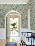 Beatrix Vintage Floral Sky Blue Jardin Wallpaper by York Wallcoverings