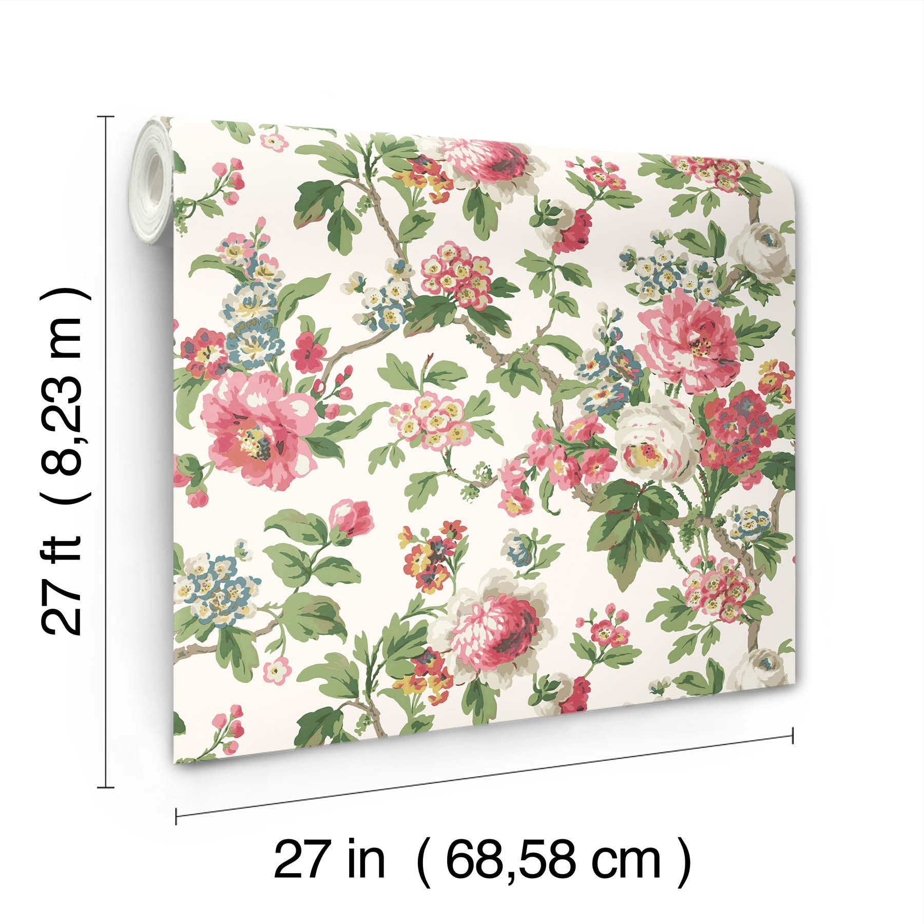 Beatrix Vintage Floral Fuchsia Jardin Wallpaper by York Wallcoverings