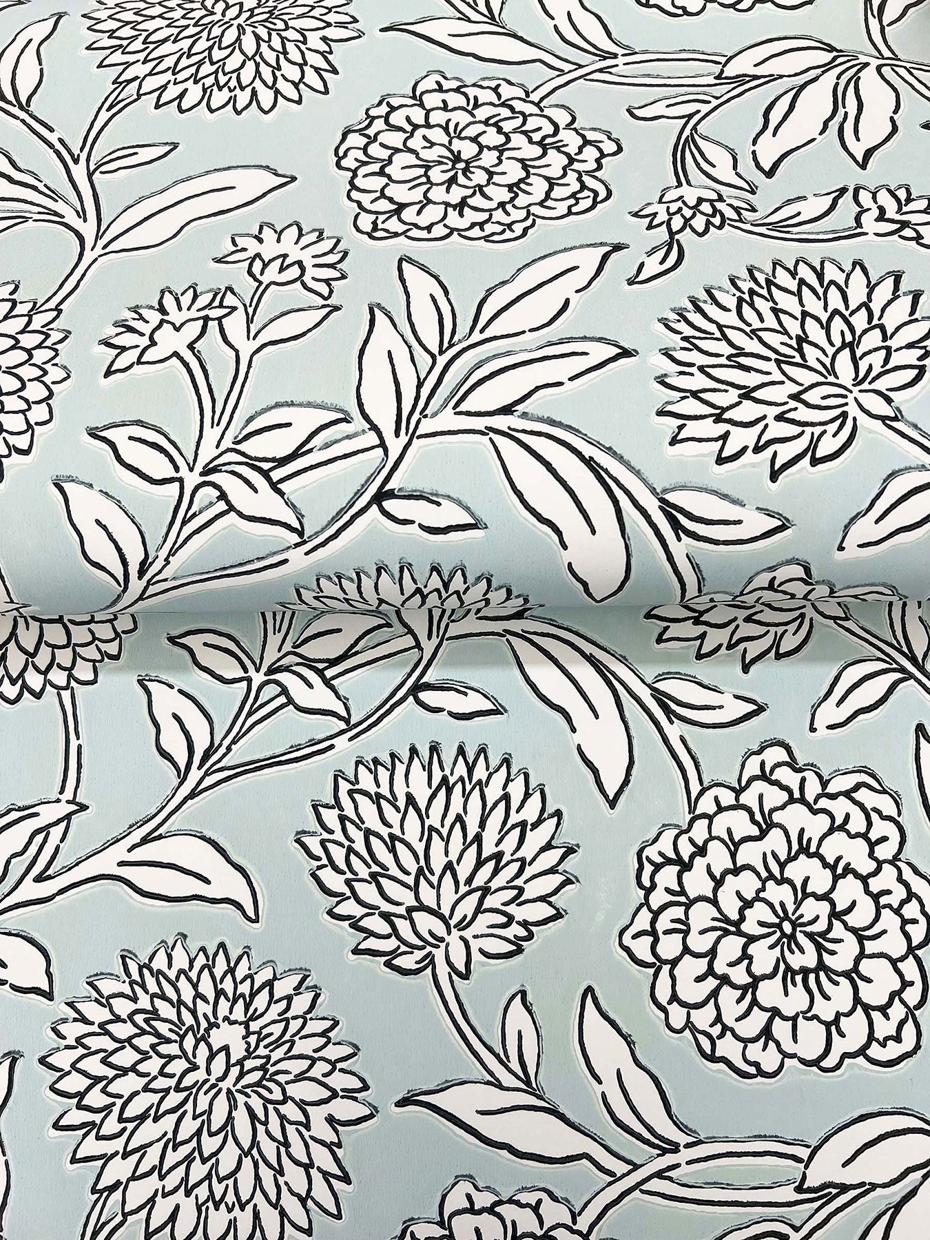 Chatsworth Garden Floral Trail Sky Blue Jardin Wallpaper by York Wallcoverings