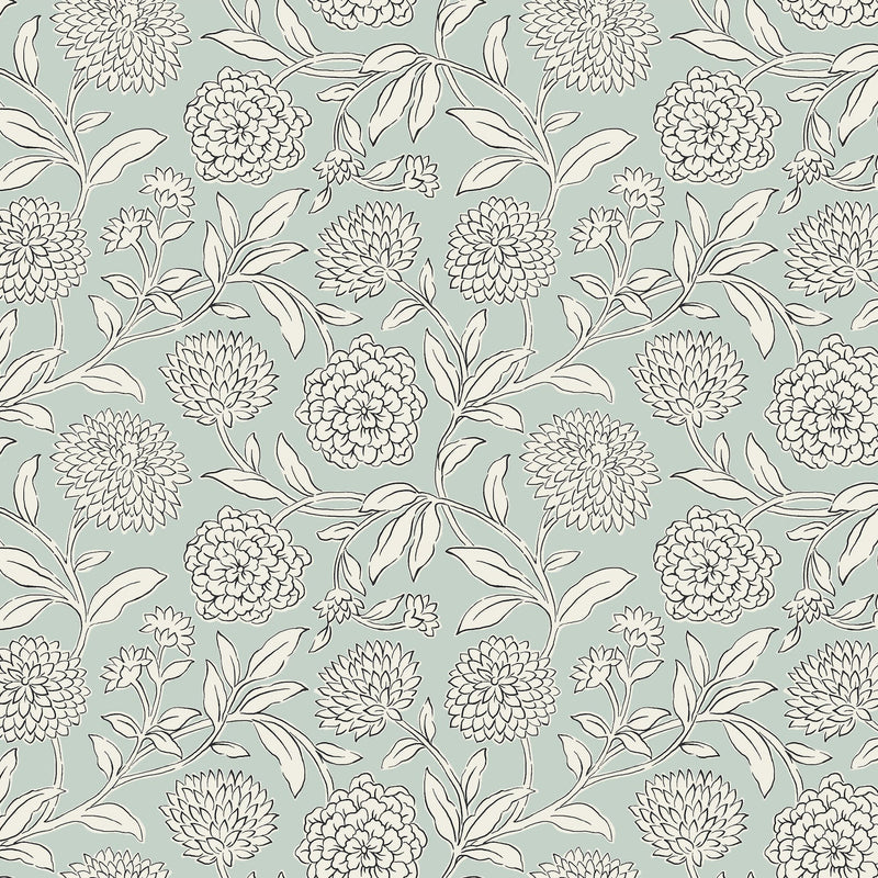 Chatsworth Garden Floral Trail Sky Blue Jardin Wallpaper by York Wallcoverings
