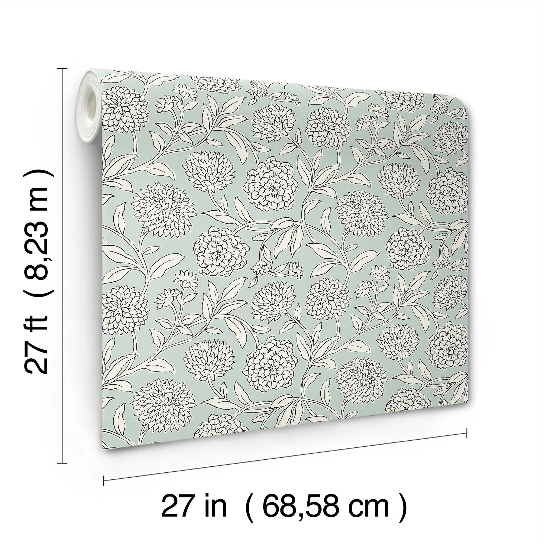 Chatsworth Garden Floral Trail Sky Blue Jardin Wallpaper by York Wallcoverings