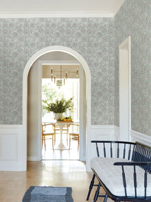 Chatsworth Garden Floral Trail Sky Blue Jardin Wallpaper by York Wallcoverings