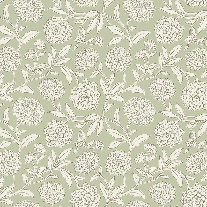 Chatsworth Garden Floral Trail Light Green Jardin Wallpaper by York Wallcoverings