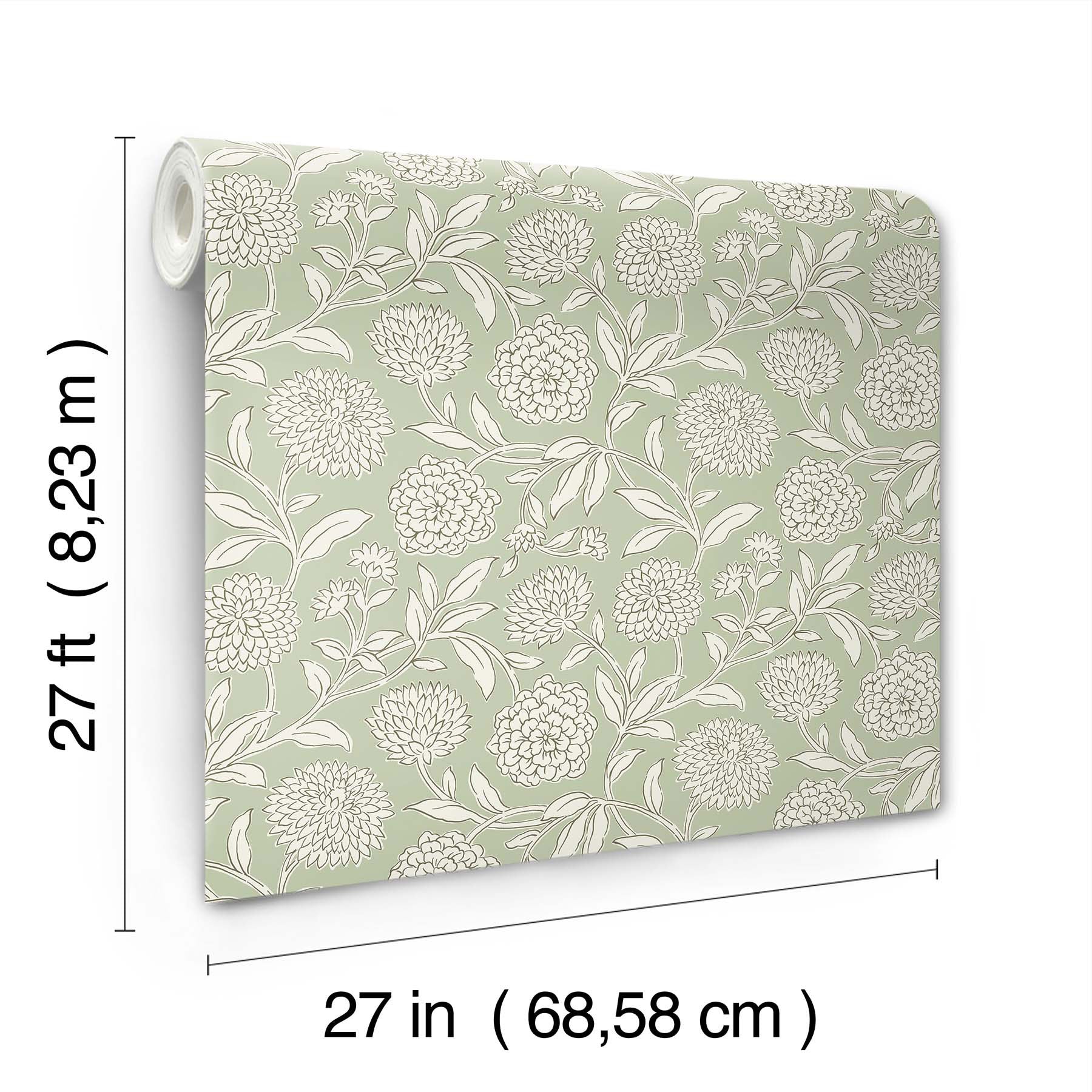 Chatsworth Garden Floral Trail Light Green Jardin Wallpaper by York Wallcoverings