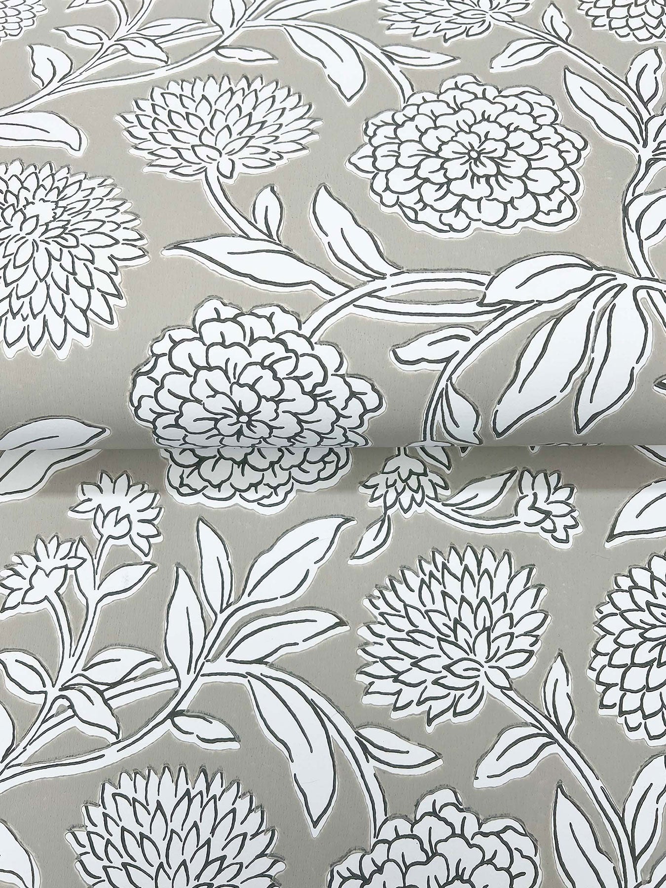Chatsworth Garden Floral Trail Taupe Jardin Wallpaper by York Wallcoverings