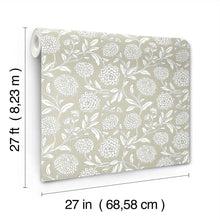 Chatsworth Garden Floral Trail Taupe Jardin Wallpaper by York Wallcoverings