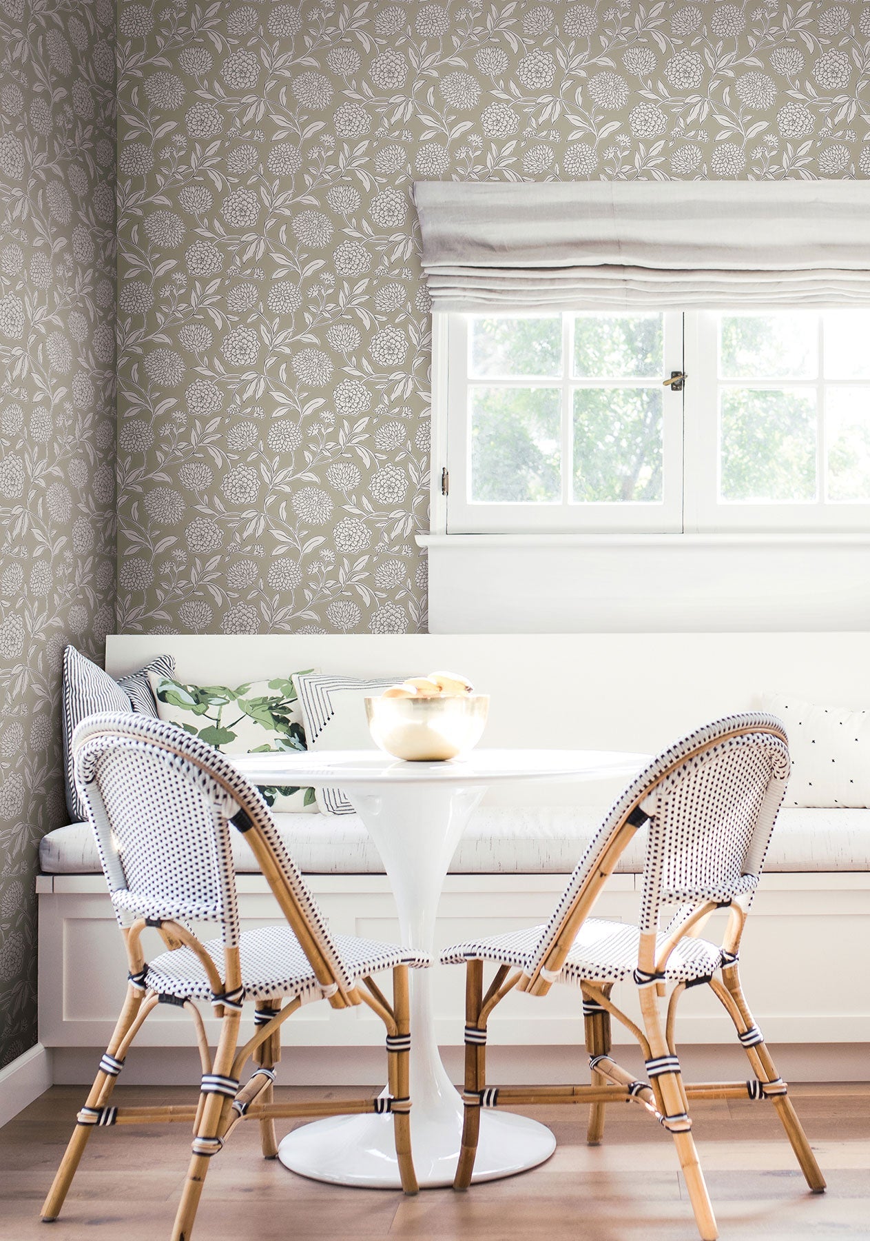 Chatsworth Garden Floral Trail Taupe Jardin Wallpaper by York Wallcoverings