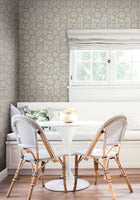 Chatsworth Garden Floral Trail Taupe Jardin Wallpaper by York Wallcoverings