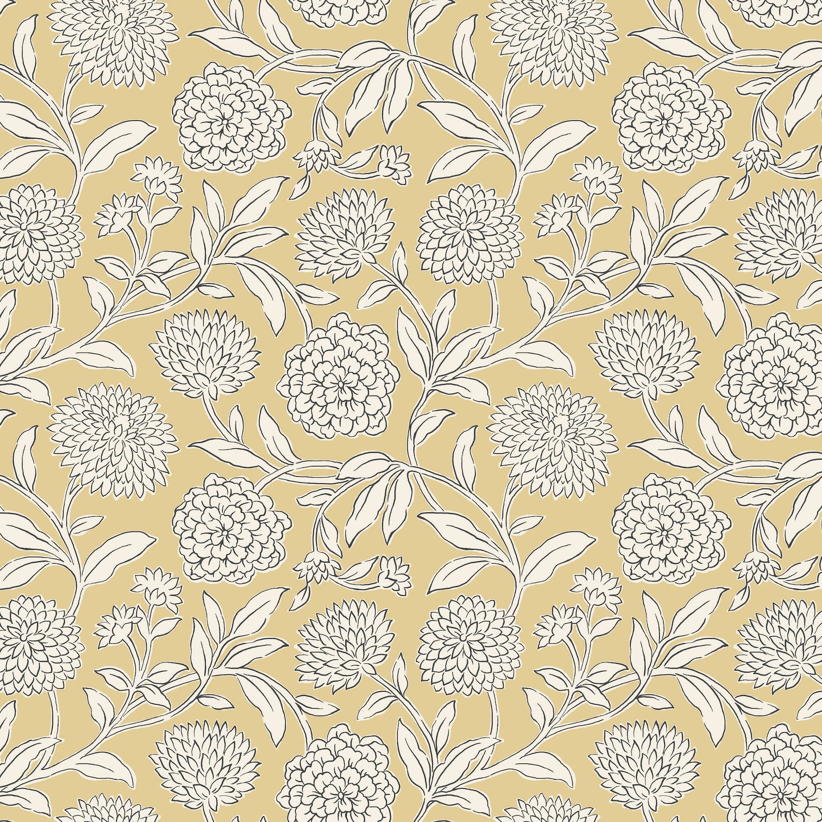 Chatsworth Garden Floral Trail Butter Jardin Wallpaper by York Wallcoverings