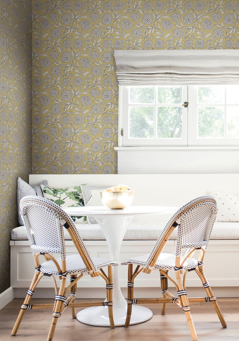 Chatsworth Garden Floral Trail Butter Jardin Wallpaper by York Wallcoverings