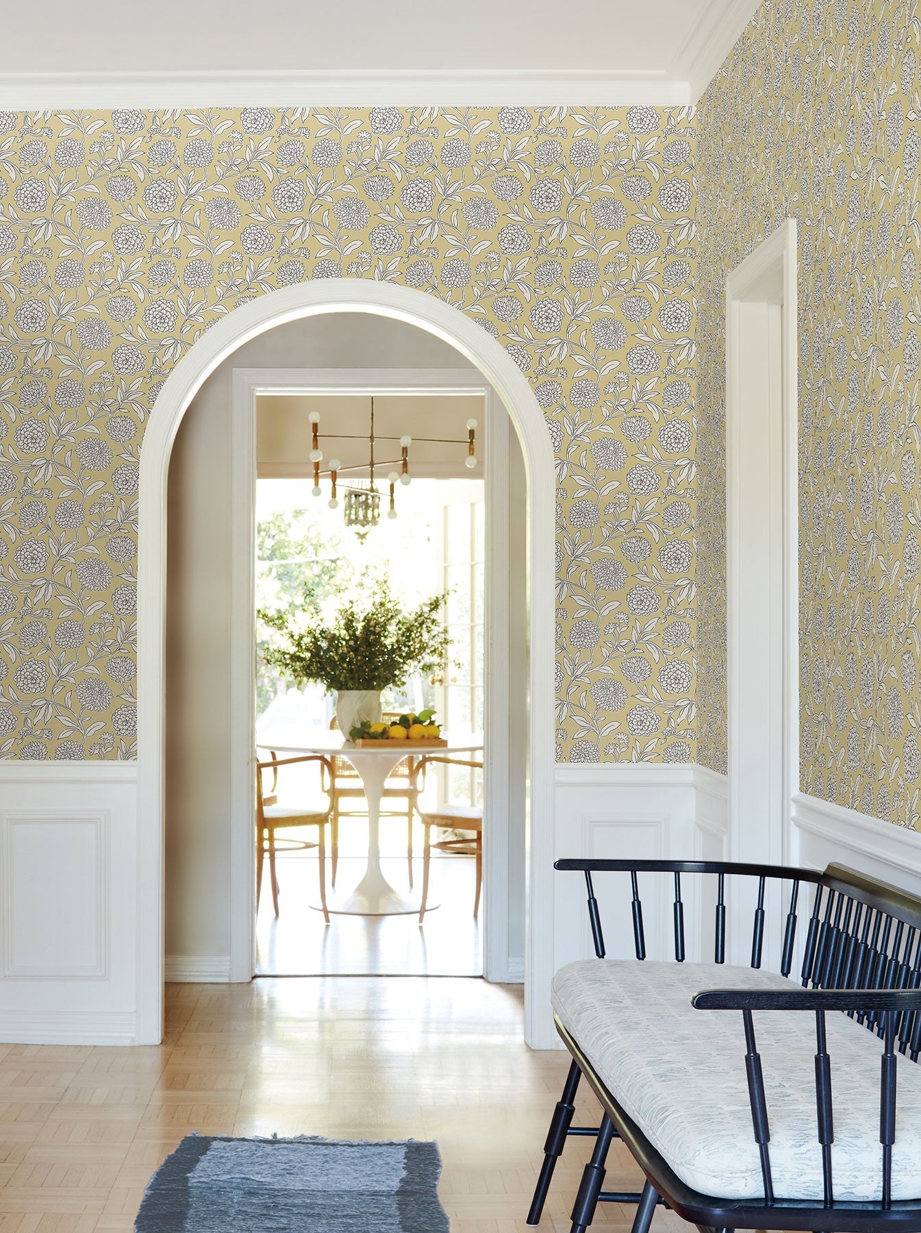 Chatsworth Garden Floral Trail Butter Jardin Wallpaper by York Wallcoverings