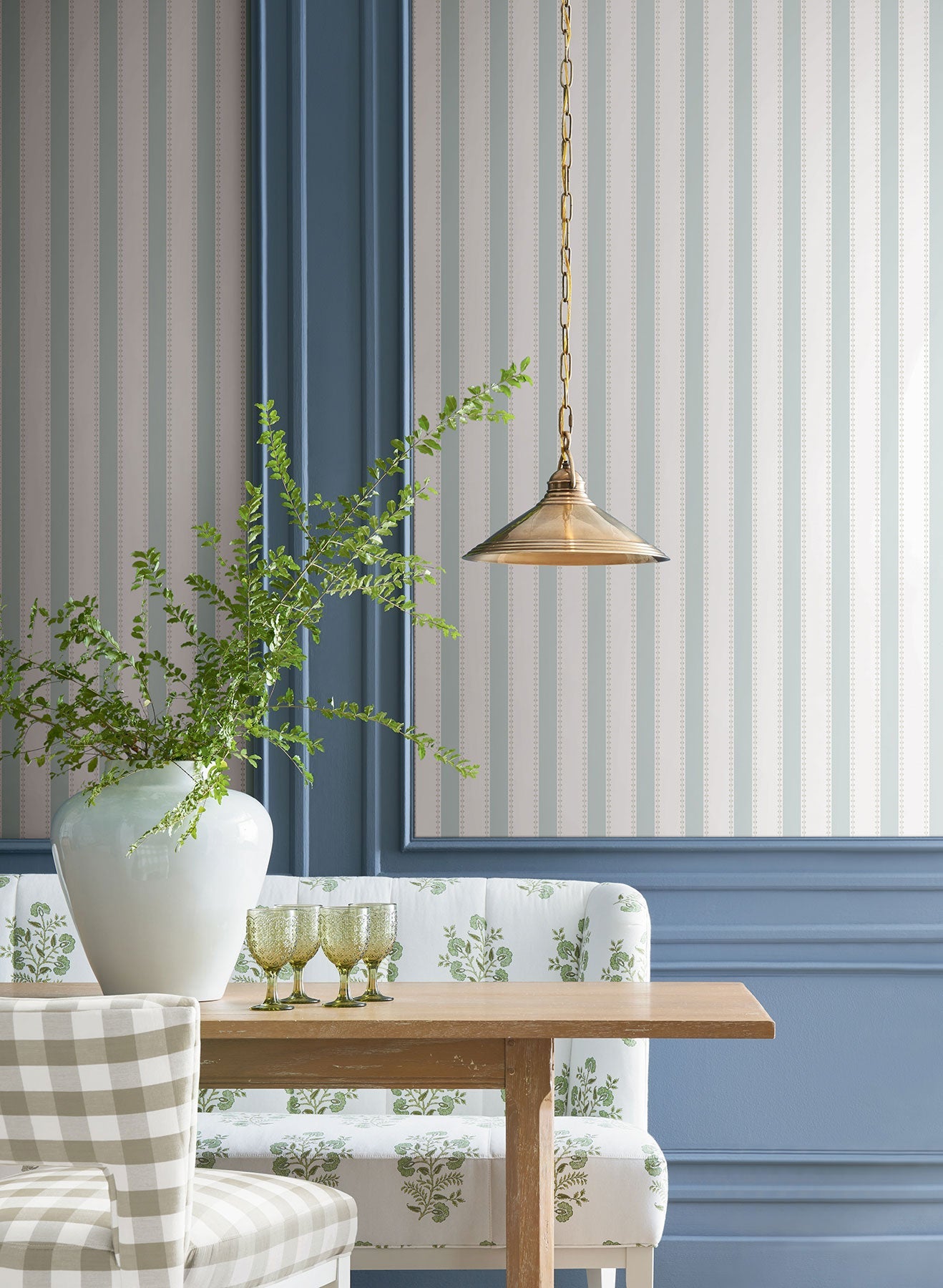 Tilford Awning Stripe Light Blue Jardin Wallpaper by York Wallcoverings