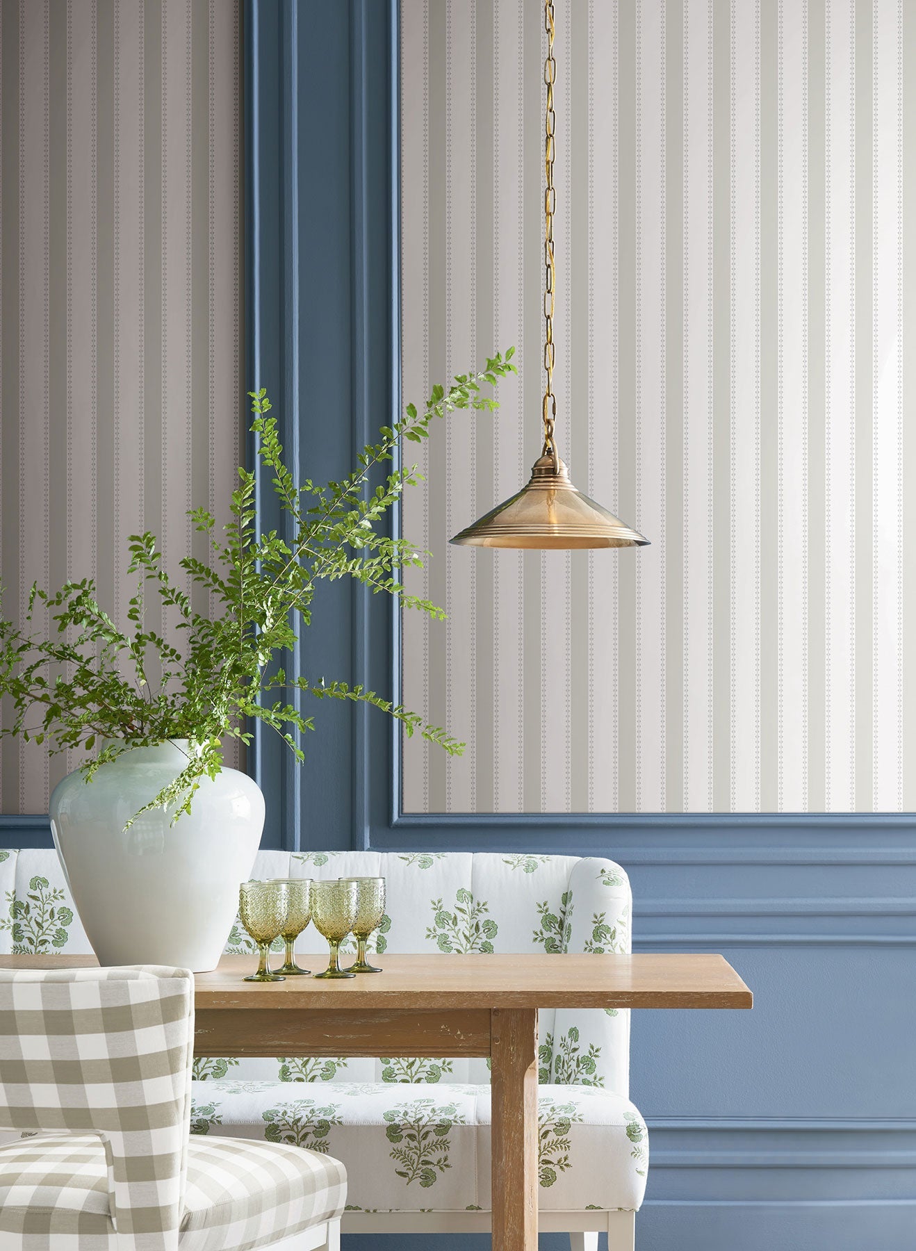 Tilford Awning Stripe Light Grey Jardin Wallpaper by York Wallcoverings
