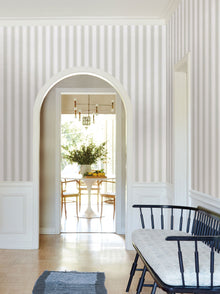 Tilford Awning Stripe Light Grey Jardin Wallpaper by York Wallcoverings