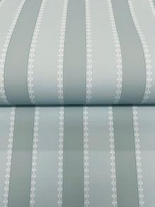 Tilford Awning Stripe Blue Jardin Wallpaper by York Wallcoverings