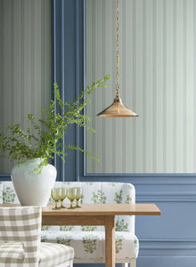 Tilford Awning Stripe Blue Jardin Wallpaper by York Wallcoverings
