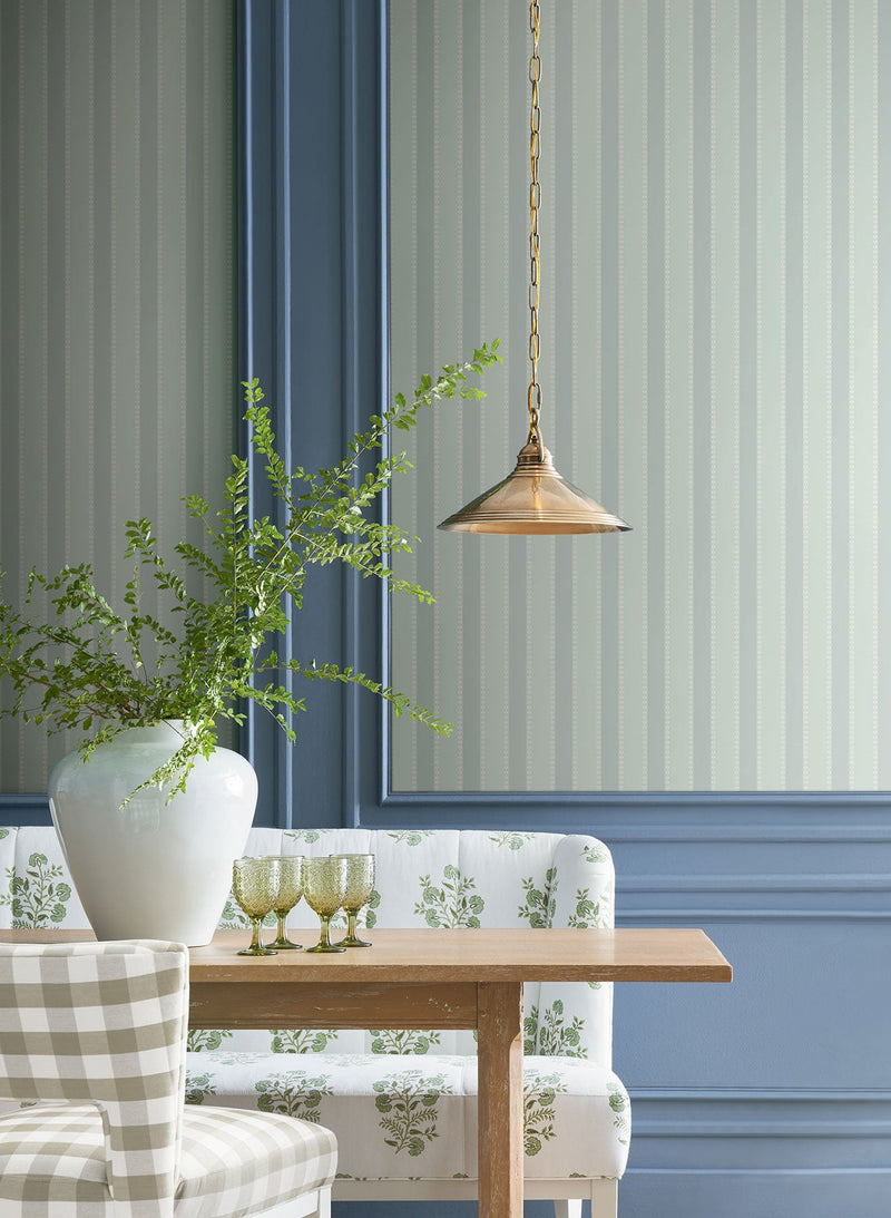 Tilford Awning Stripe Blue Jardin Wallpaper by York Wallcoverings
