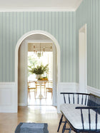 Tilford Awning Stripe Blue Jardin Wallpaper by York Wallcoverings