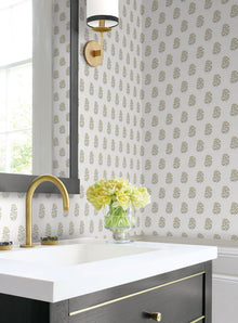 Sylvie Floral Neutral Jardin Wallpaper by York Wallcoverings
