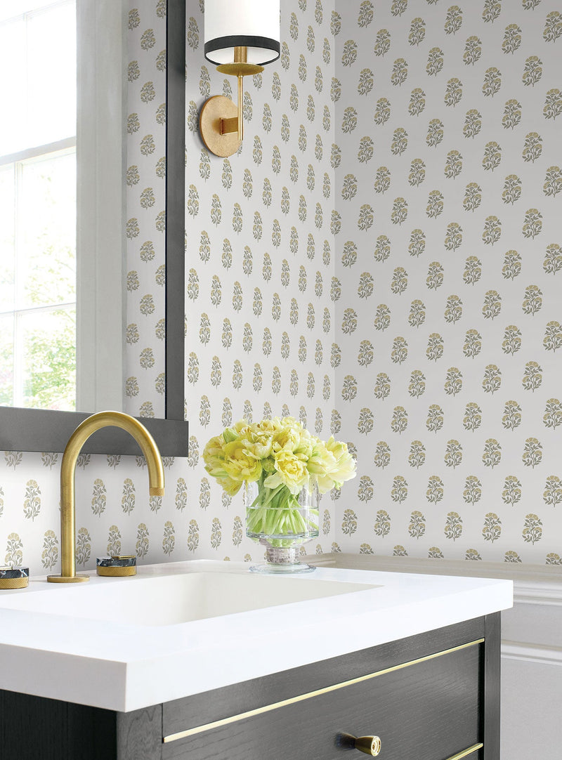 Sylvie Floral Neutral Jardin Wallpaper by York Wallcoverings