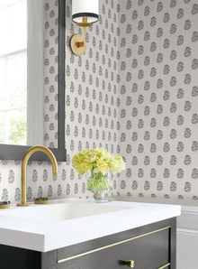 Sylvie Floral Teal Jardin Wallpaper by York Wallcoverings
