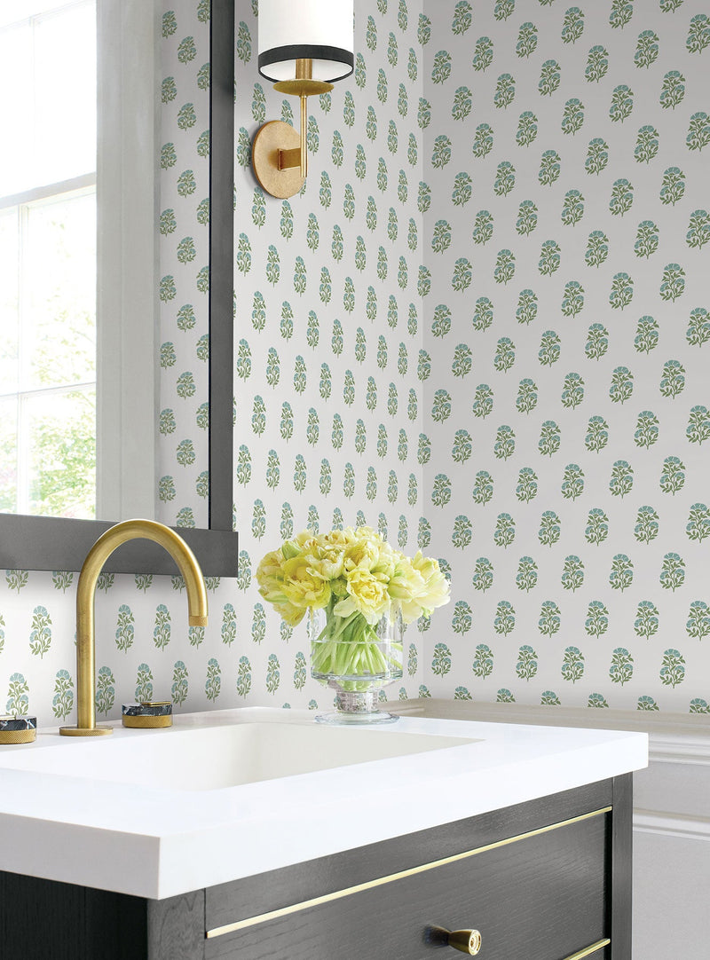 Sylvie Floral Green Jardin Wallpaper by York Wallcoverings
