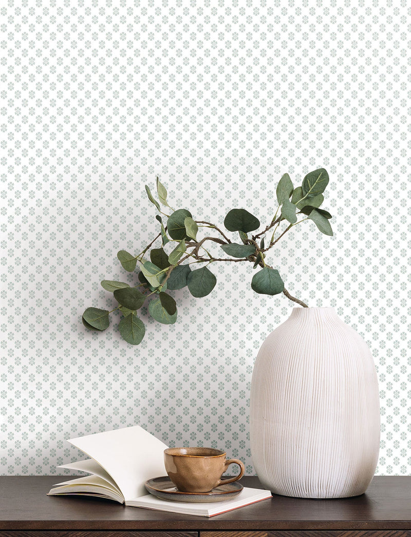 Brioni Floral Stamp Light Blue Jardin Wallpaper by York Wallcoverings