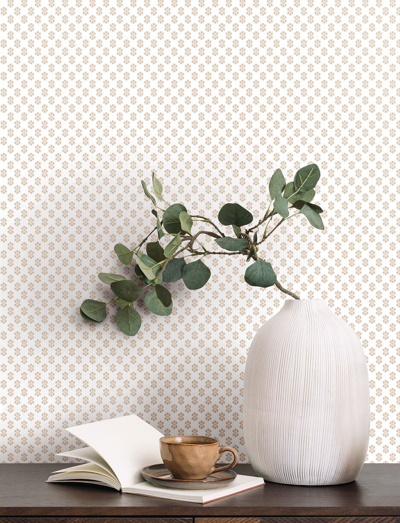 Brioni Floral Stamp Rose Jardin Wallpaper by York Wallcoverings