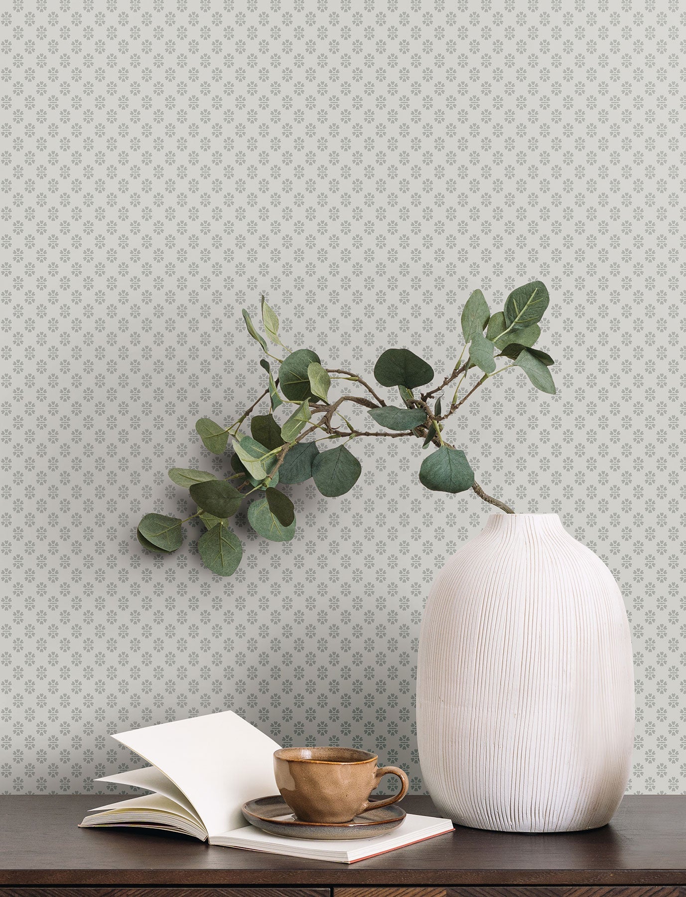 Brioni Floral Stamp Cream Jardin Wallpaper by York Wallcoverings