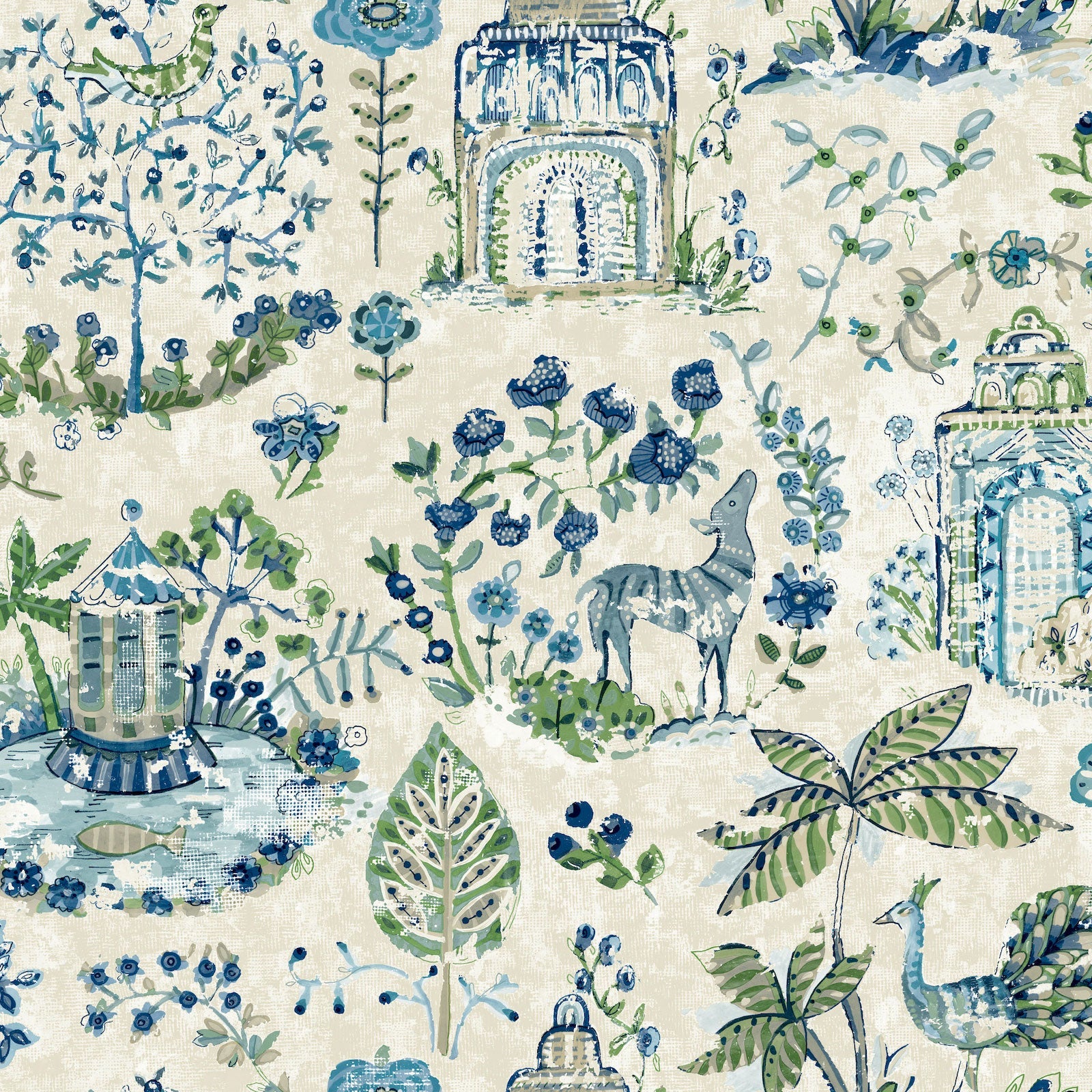 Parc Garden Dreams Sapphire Jardin Wallpaper by York Wallcoverings