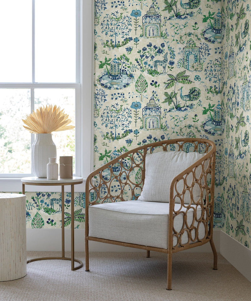 Parc Garden Dreams Sapphire Jardin Wallpaper by York Wallcoverings