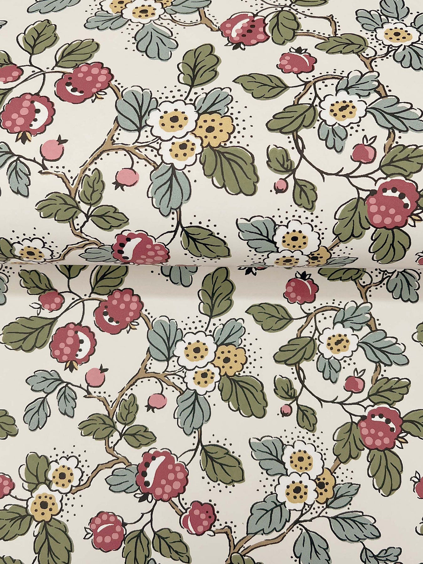 Framboise Berry Vines Merlot Jardin Wallpaper by York Wallcoverings