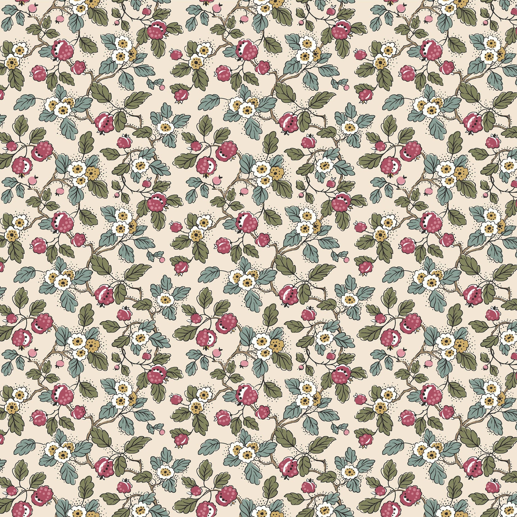 Framboise Berry Vines Merlot Jardin Wallpaper by York Wallcoverings