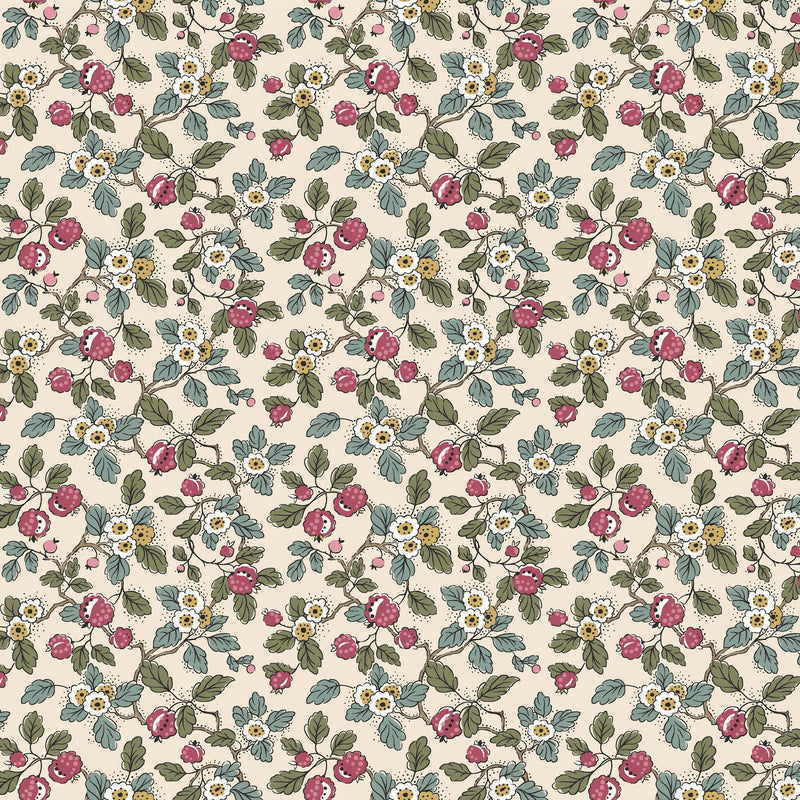 Framboise Berry Vines Merlot Jardin Wallpaper by York Wallcoverings