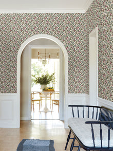 Framboise Berry Vines Merlot Jardin Wallpaper by York Wallcoverings