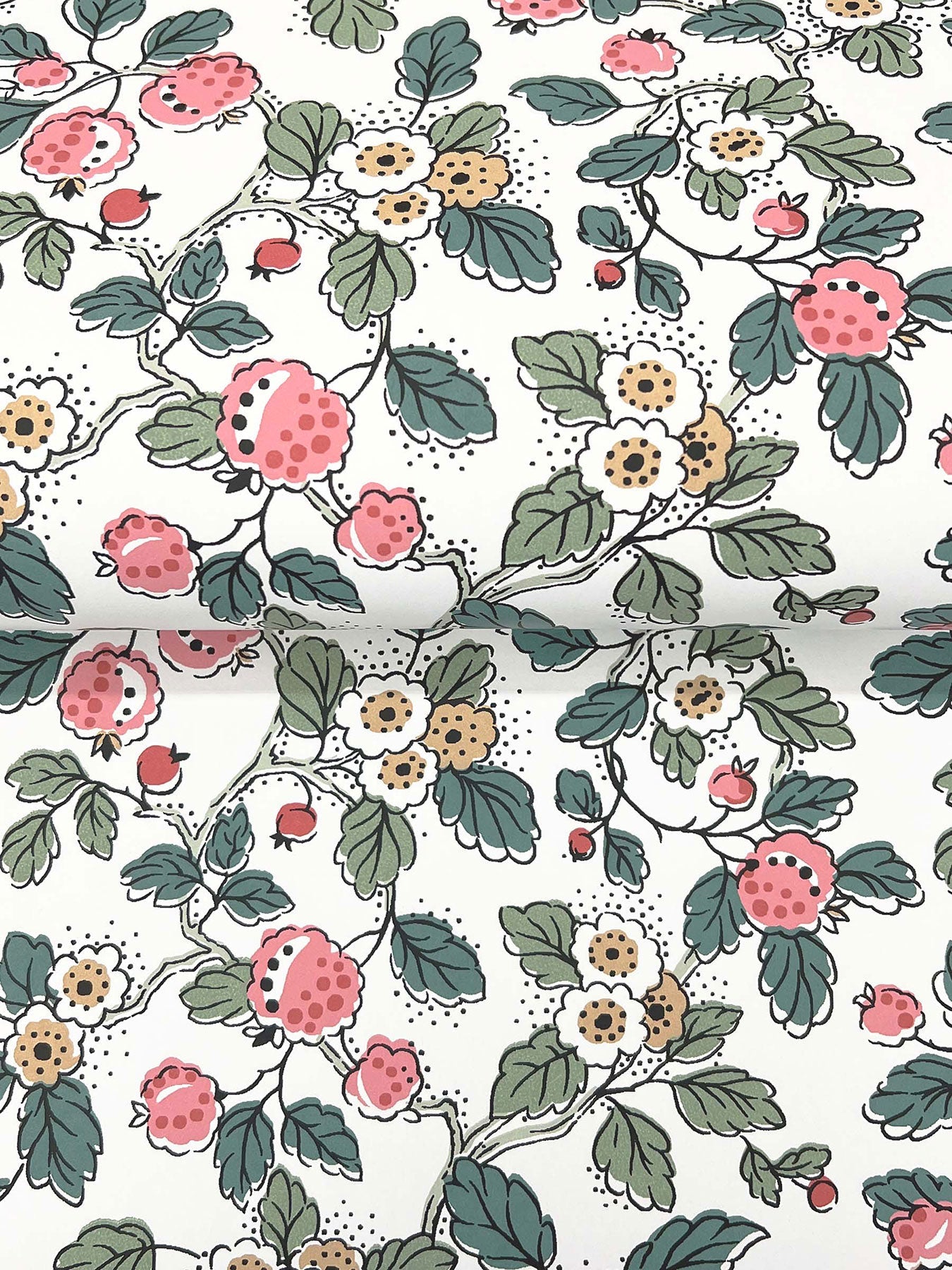 Framboise Berry Vines Pink Jardin Wallpaper by York Wallcoverings