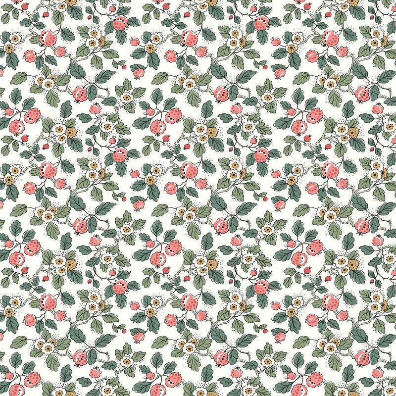 Framboise Berry Vines Pink Jardin Wallpaper by York Wallcoverings