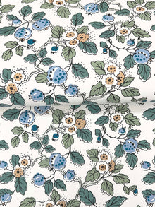 Framboise Berry Vines Blue Jardin Wallpaper by York Wallcoverings
