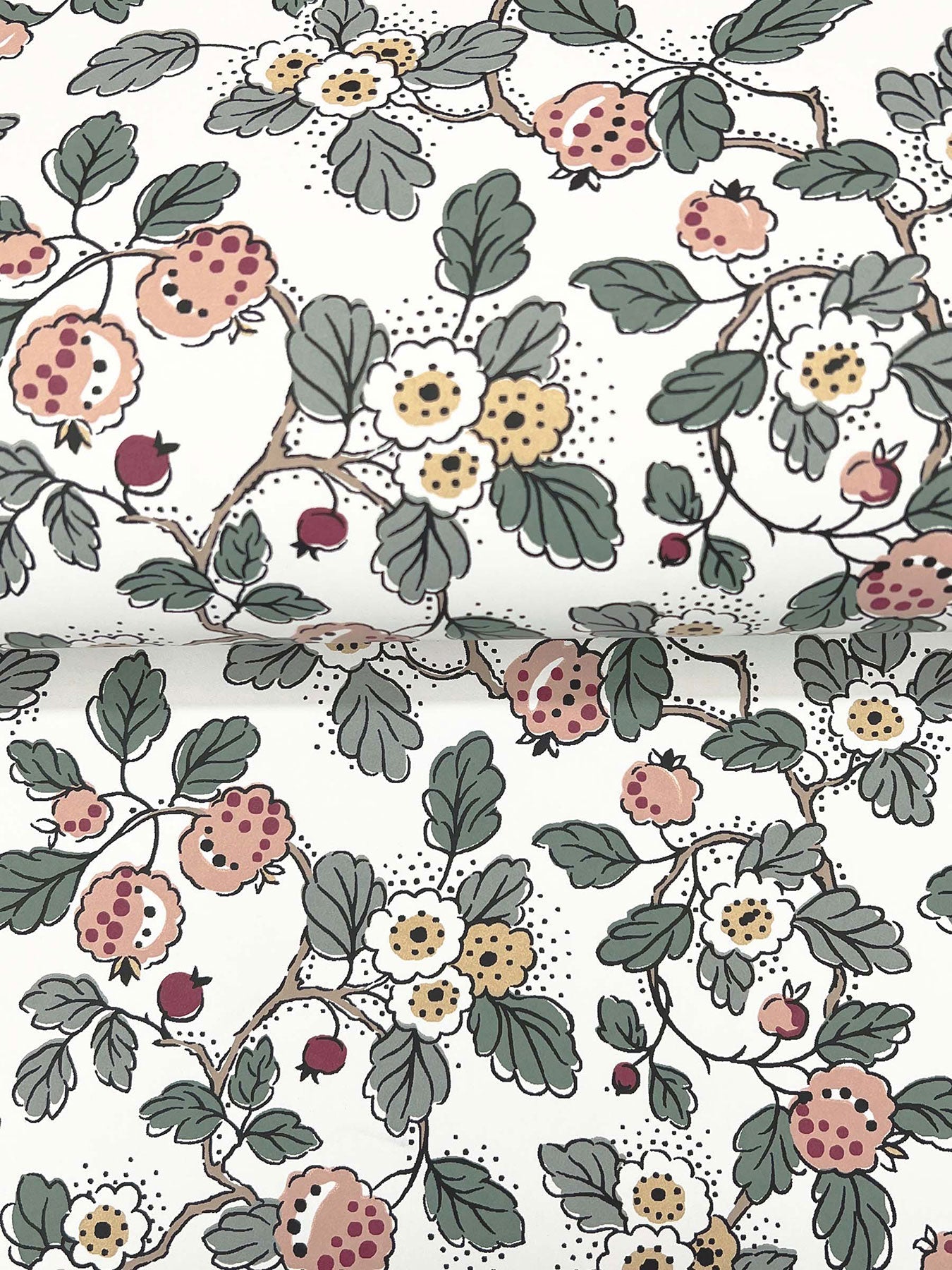 Framboise Berry Vines Blush Jardin Wallpaper by York Wallcoverings