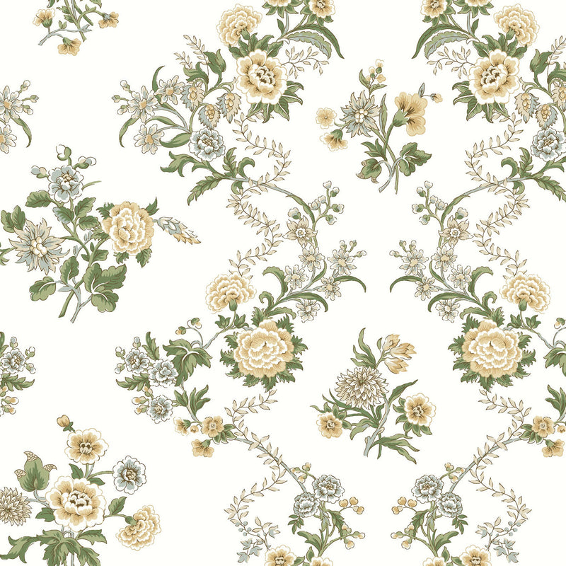 Genevieve Floral Trail Butter Jardin Wallpaper by York Wallcoverings
