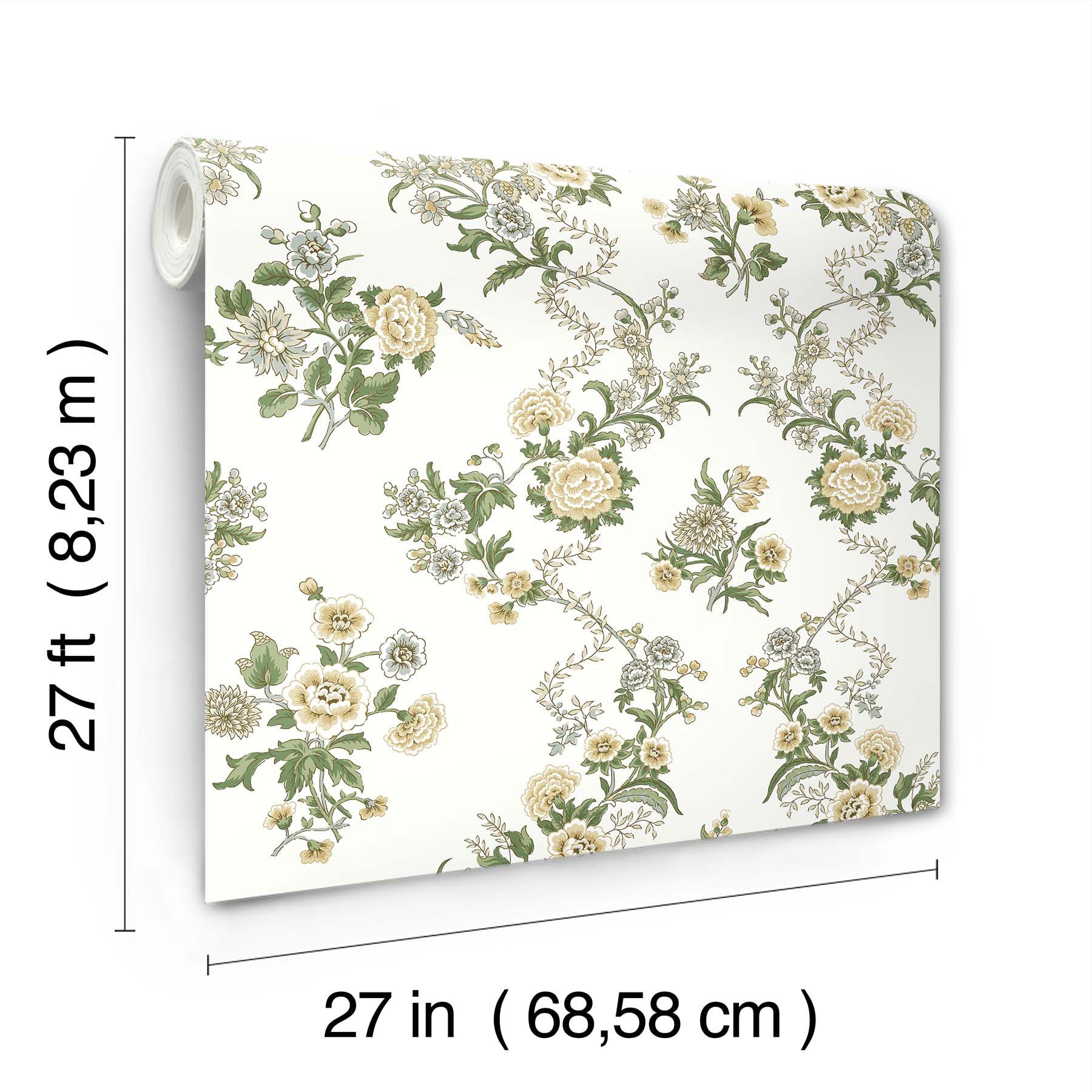 Genevieve Floral Trail Butter Jardin Wallpaper by York Wallcoverings