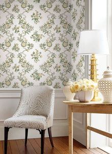 Genevieve Floral Trail Butter Jardin Wallpaper by York Wallcoverings