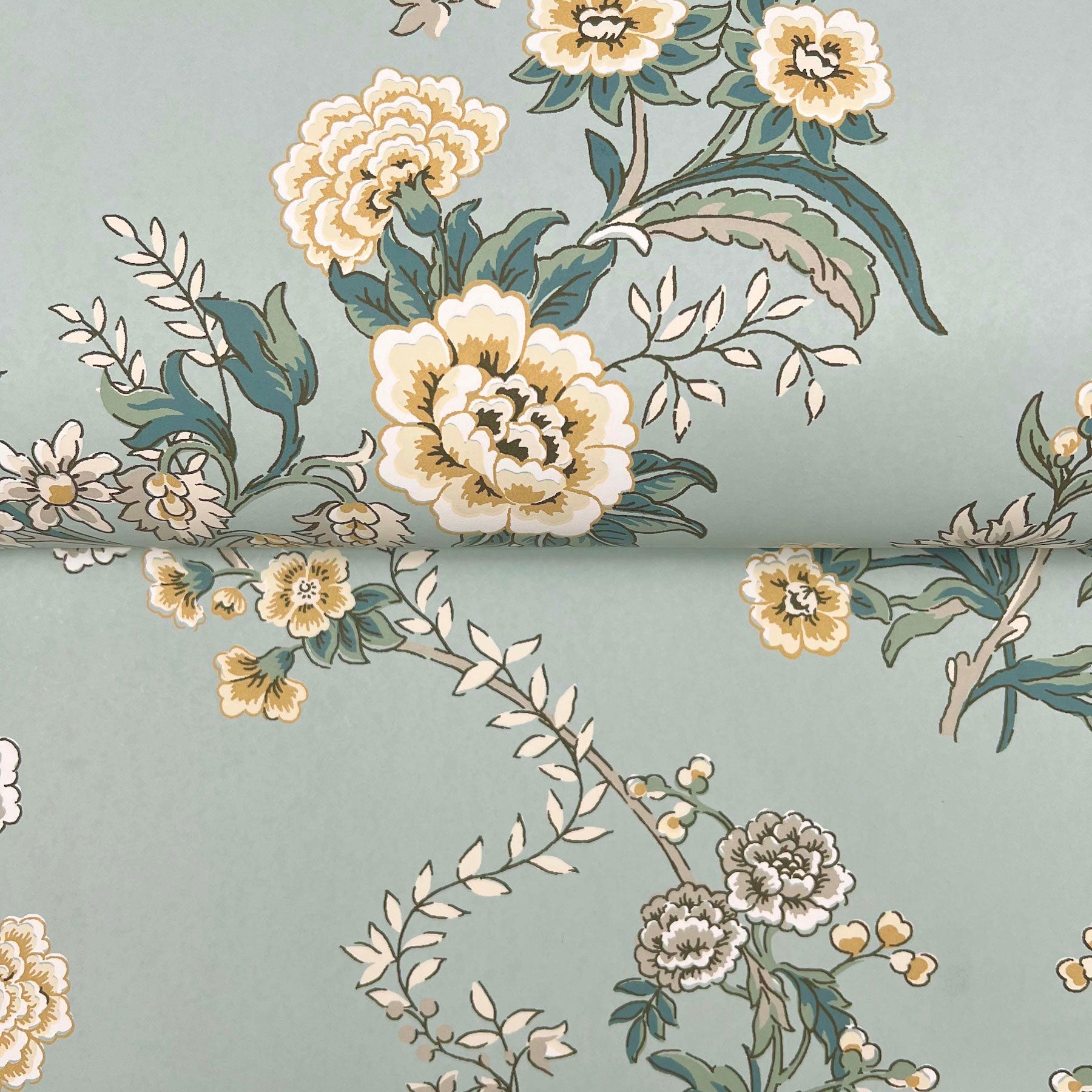 Genevieve Floral Trail Blue Jardin Wallpaper by York Wallcoverings