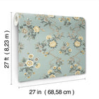 Genevieve Floral Trail Blue Jardin Wallpaper by York Wallcoverings