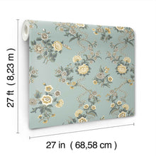 Genevieve Floral Trail Blue Jardin Wallpaper by York Wallcoverings