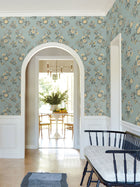 Genevieve Floral Trail Blue Jardin Wallpaper by York Wallcoverings