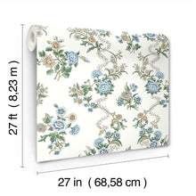 Genevieve Floral Trail Sapphire Jardin Wallpaper by York Wallcoverings