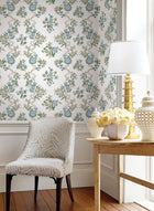 Genevieve Floral Trail Sapphire Jardin Wallpaper by York Wallcoverings